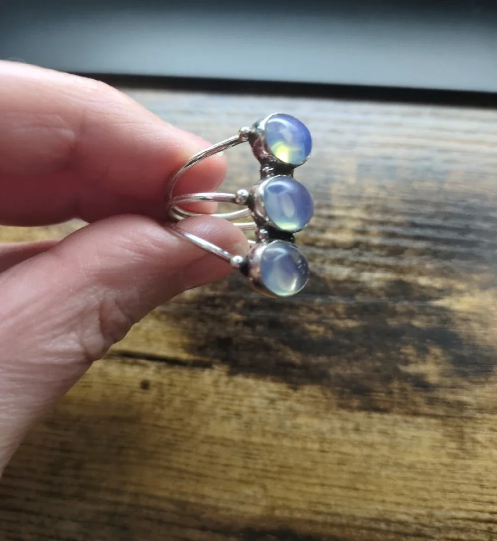 Triple Opal Sterling Ring - Opalescent